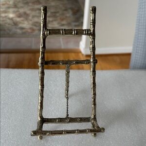 MCM vintage brass bamboo style easel 7.5 inches tall